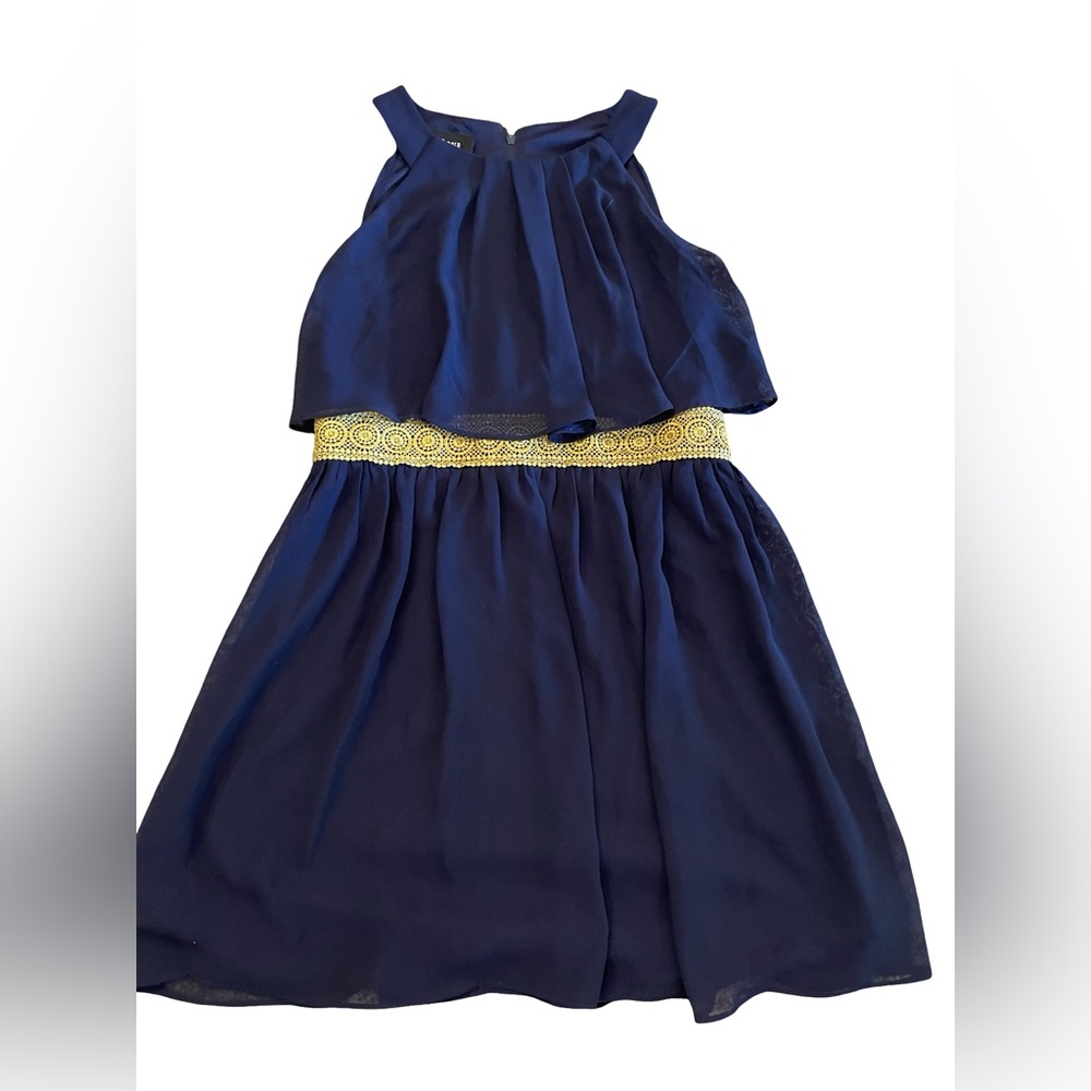 Amy Byer girls blue and gold dress 12